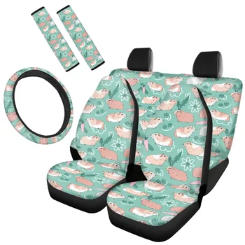 Автомобилни Аксесоари Kawaii с шарките на мишката и моркови, калъф за предна задна седалка, колани, калъфи за волан, дизайн на марката Унисекс