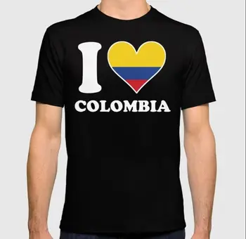 Аз обичам Колумбия Тениска с изображение на знамето на Колумбия във формата на сърце
