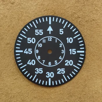 Аксесоари за часовници Циферблат 38,9 мм Черен циферблат без секунди стрелка идеален за механизъм ETA6497 ST3600 Дебелина на циферблата 0,4 мм