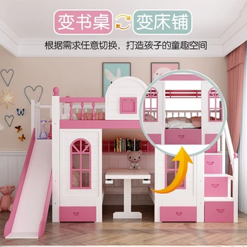 Бебешко легло, двуетажно легло, двуетажно легло, комбинирана легло-пързалка, легло за принцеса от масивно дърво, с работно бюро, дънната платка легло, легло-замък