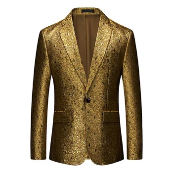 Бизнес Модерен всекидневен костюм 2023 година в корейски стил с една пуговицей, златна всекидневен костюм, палто