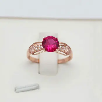 виолетовият злато проба 585, 14-каратово розово злато, инкрустирани лък, ruby пръстени за жени, нов дизайн, кристална чар, класически луксозни бижута