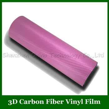 Високо качество на Размер: 1.52*30 м/Ролка Розова 3D филмът Винил От Въглеродни Влакна Филм От Въглеродни Влакна Без Въздух + 1 бр. Свободно Скребущий Инструмент За филма