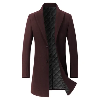 Висококачествено модерно Тенденция Ежедневното вълна палто в бизнес стил, мъжки дълъг тренч, дебел (Зима) Ежедневни вълна и смеси