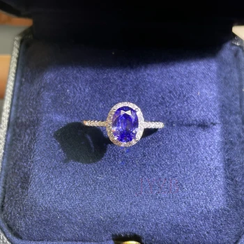 Висококачествено пръстен с естествен Танзанитом за жени ins, Нишевое Пръстен със скъпоценния камък, Лесно луксозно Пръстен от сребро с Високо качество, регулируема откриване