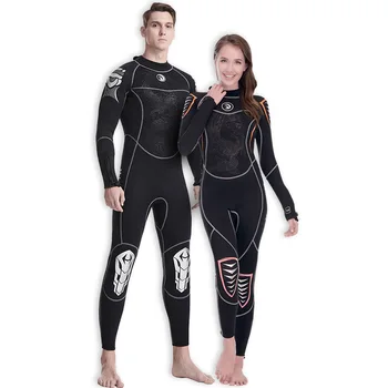 Водолазный костюм с дълъг ръкав, едно парче, от неопрен с дебелина 3 мм, черен неопрен за мъже и жени, двойка гидрокостюмов за сърфиране, гмуркане с шнорхел