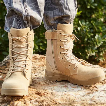 Военни тактически обувки с висок берцем, мъжки обувки за работа в пустинята, Туризъм обувки за ловци, Дамски обувки с цип, Быстросъемная обувки дантела, Размер 36-46