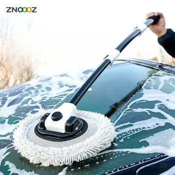 Въже за измиване на автомобили с извит свод, мека коса не навредят на автомобилна четка, специална за изсушаване на кола с дълга телескопична дръжка