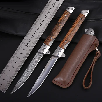 дамасская стомана за оцеляване M390 многофункционални улични остри ловни ножове, тактически сгъваем нож, преносим, джобен нож + кобур