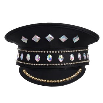 Дамски празнична шапка в стил пънк, кристален цилиндър капитан на военната стил