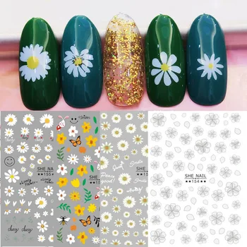 Дамски стикер за дизайн на ноктите с хризантемой и роза, цветни стикери за нокти, 3D маникюр, декорация на нокти с моите ръце