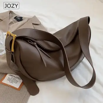 Дамски чанти през рамо JOZY, луксозни чанти с голям капацитет, Обикновена Мека чанта през рамо, дамски ежедневни пътни чанти-скитници, реколта 2023 година на издаване