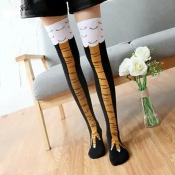 Дамски чорапи за момичета над/под коляното, дълги чорапи на кокоши крака, чорапи 3D