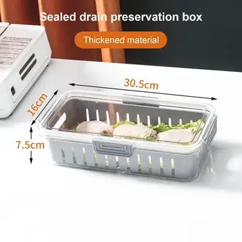 Двуслойни водосточни кутия за съхранение на свежест, Штабелируемый кутия за съхранение в хладилник за запазване на свежестта морски дарове