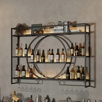 Декоративна витрина в барном шкаф за Съхранение на алкохол в Европейски стил Промишлени осветителни Тела Вино кабинет Мебели за ресторант Mueble Vino