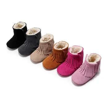Детски ботуши велур в корейски стил с пискюли, плюшен утепленная обувки за момчета и момичета, топли обувки, детски обувки за улицата