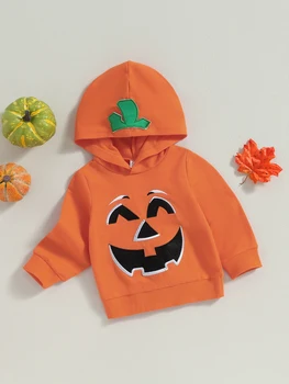 Детски костюми за момчета и момичета на Хелоуин, гащеризон с тиква, hoody с качулка и пуловер с улыбающимся лице - Есен облекло за