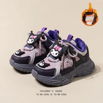 Детски обувки Памучен обувки с герои от анимационни филми и аниме Kawaii Kuromi, Зимни Изолирана маратонки, Универсална спортни обувки за почивка, Подарък за момичета
