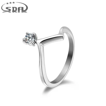 Дизайн SDA Женски Брачни халки на пръста си юбилейно пръстен от неръждаема стомана кристалното годежен пръстен Бижута SR183