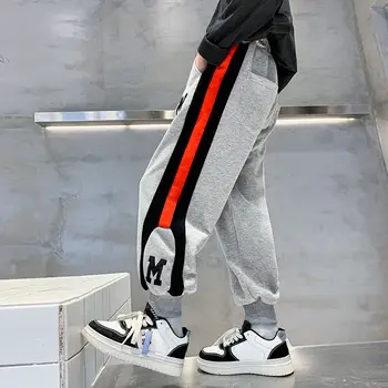 Дизайн кулиски с бродерия в лента за малки момчета 2023 Пролет-есен, Корейски спортни панталони с дължина до щиколоток, нови панталони