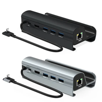 Докинг станция USB C за Steam Deck 6 в 1 за докинг станция Steam Deck с 4K60Hz Gigabit Ethernet, 3 USB3.0 и PD 60W