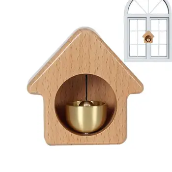 Допаминовый звънец, Wooden звънец във формата на къща С магнитно затваряне, Магнитен дървена звънец, Декоративни магнити за хладилник, звънец