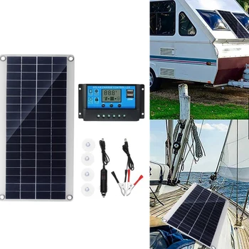Дребно 10 W Гъвкави слънчеви панели, Слънчеви батерии за колата на RV Лодка Дом фургон на покрива на къмпинг Слънчевата батерия, модул слънчев контролер