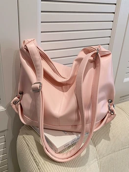 Ежедневни летни чанти за пътуване, модни однотонная чанта на едно рамо, с висококачествена кожена дамска чанта през рамо с голям капацитет.