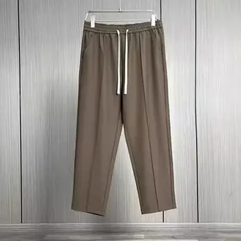 Ежедневни мъжки панталони с еластичен ластик на талията, мъжки обикновена костюмные панталони, ежедневни панталони с завязками, прави, широки, работно облекло директно намаляване на