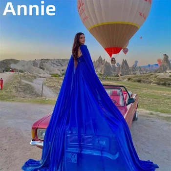 Елегантните плажни сватбени рокли за бала Ани Сапфирово синьо Шифоновое вечерна рокля за специален повод 2023 Vestidos De Noche