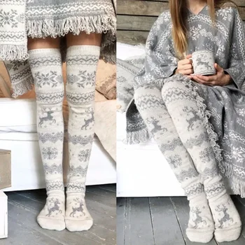 Есенно-зимни нови възли коледни чорапи под формата на снежинки, с дебел дрямка в средната част, домашни вълнени чорапи