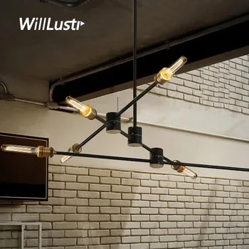 Железен висящ лампа, метална кинетичната 2-степенна led лампа, завъртане трапезария, Кафе, Хотел, Подвесная таванна полилей