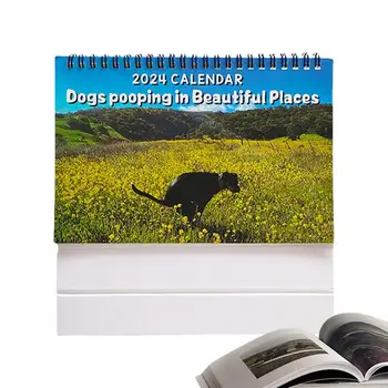 Забавни календари Кучета Какают 2024 Календар Януари 2024 От декември Смешно Десктоп изкуството не мога да понасям Хумор Подарък Томбола Календар