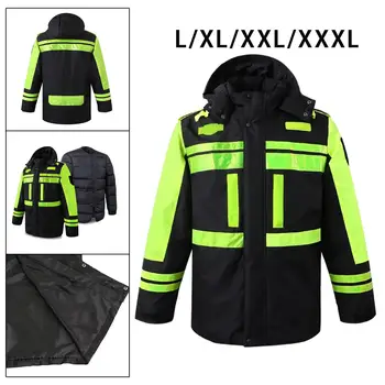 Зимна защитно яке с подвижна качулка и подплата, топло светоотражающая работна яке за колоездене работа, отдих, строителен наем