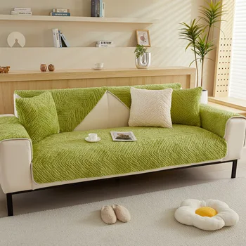 Зимна мека мебел възглавница от жаккардового futon кадифе, модерен прост нескользящий калъф за дивана, утолщенное мека топла кърпа за защита на подлакътник дивана