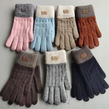 Зимни ръкавици за сензорен екран за жени и момичета, меко топли възли ръкавици, ръкавици с снежинками за жени и мъже, ръкавици за езда с пълни пръсти.