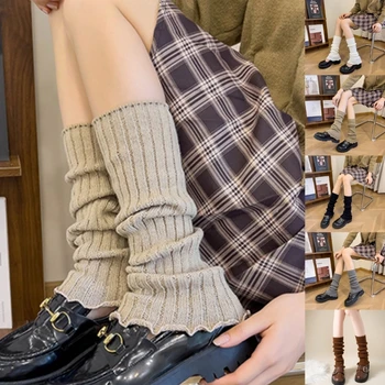 Зимни топли възли гамаши за жени и момичета, и чорапи за краката с къдри в стил Лолита