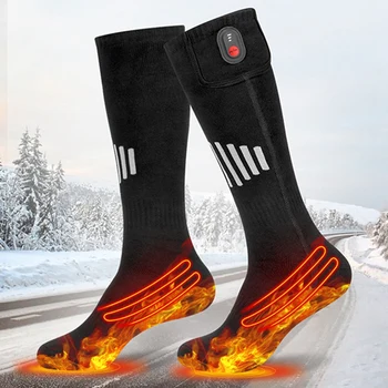 Зимни чорапи с топъл сняг, чорапи с батерии, парно отопление, Зимни ски чорапи с топъл сняг, Чорапи с функция подгряване, черни