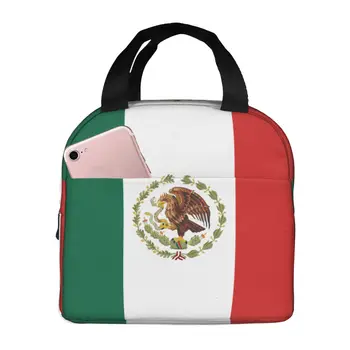 Знаме на Мексико Скъпа Чанта-Тоут с Чанта за Обяд за Мъже, Жени, Деца, Преносим Термосумка-Хладилник за Работа в Офис, Училище за Пикник, Плаж, Къмпинг