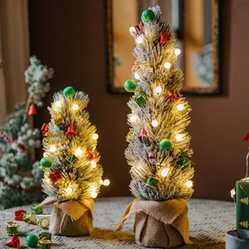 Изкуствени борови иглички, Коледна елха, украса за дома на масата, зимния пейзаж, чанти за сняг, Коледна украса, подаръци
