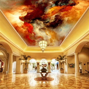 Индивидуални тапети 3d абстрактна живопис облаци и мъгла мраморна стенопис интегрирано украса зенита на тавана фонова живопис