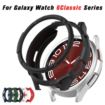 Калъф за Samsung Galaxy Watch 6 Classic 43 ММ 47МИЛИМЕТЪР под Формата НА Миди С Въртяща Безелем Защитно покритие модерни Силиконови Аксесоари Watch6