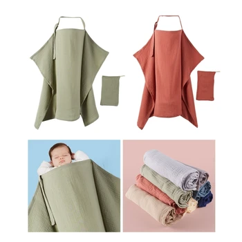 Калъф за кърмене, кърпа за хранене на бебета, мек дишащ престилка за кърмене с чанта за съхранение D7WF