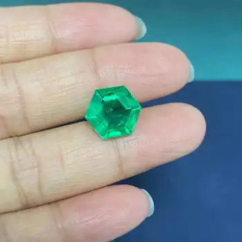 Камък Ръчно изработени Zhanhao Шестоъгълник, Отгледани В Лаборатория Изумруд Колумбийския Зелен Цвят, Отделяща се Gmestone за Направата на Бижута Пръстени