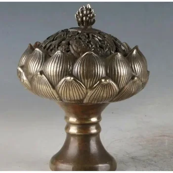 Китайски антики бронзови тамян горелки с lotus ръчно изработени