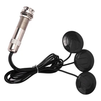 Китара звукосниматель, пьезоконтактный звукосниматель микрофон, система за пикап с 3 датчици за акустика 6,35 мм (черен)