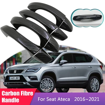 Кола за Seat Ateca KH7 2016 ~ 2021 Аксесоари От Въглеродни Влакна, Външна Врата Дръжка Капак Завърши Защитен Стикер За Полагане на 2018 2019 2020