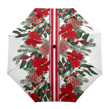 Коледа е коледната звезда борови иглички Автоматичен чадър пътен сгъваем чадър преносим чадър ветроупорен чадъри