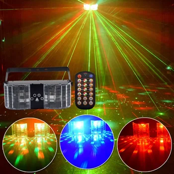 Коледна Украса Luces LED RGB DJ Stage Strobe Лазерен Проектор Светомузыкальный Лъч на Лампата Управление на Звука за Дискотеки Party Club