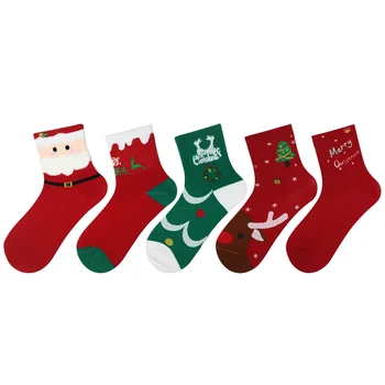 Коледни чорапи Цветни креативни, забавни чорапи, сладки бебешки чорапи, коледни подаръци, чорапи с принтом Лосове, снежен човек, дядо коледа, за мъже и жени